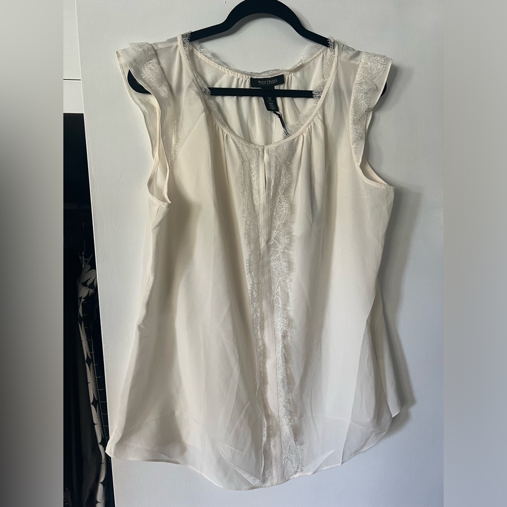 White House Black Market Silk and Lace Blouse